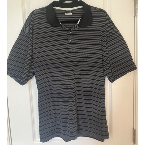 Nike Golf Dri-Fit Men’s XL Black Gray Striped Golf Polo Shirt - Picture 5 of 8
